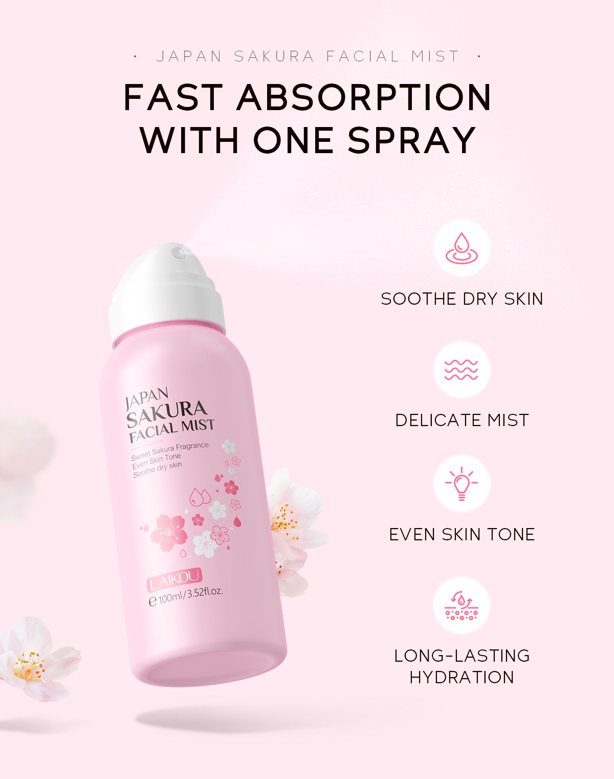 LAIKOU Sakura Facial Mist Brig – Skincare Niacinamide recenzja i cena
