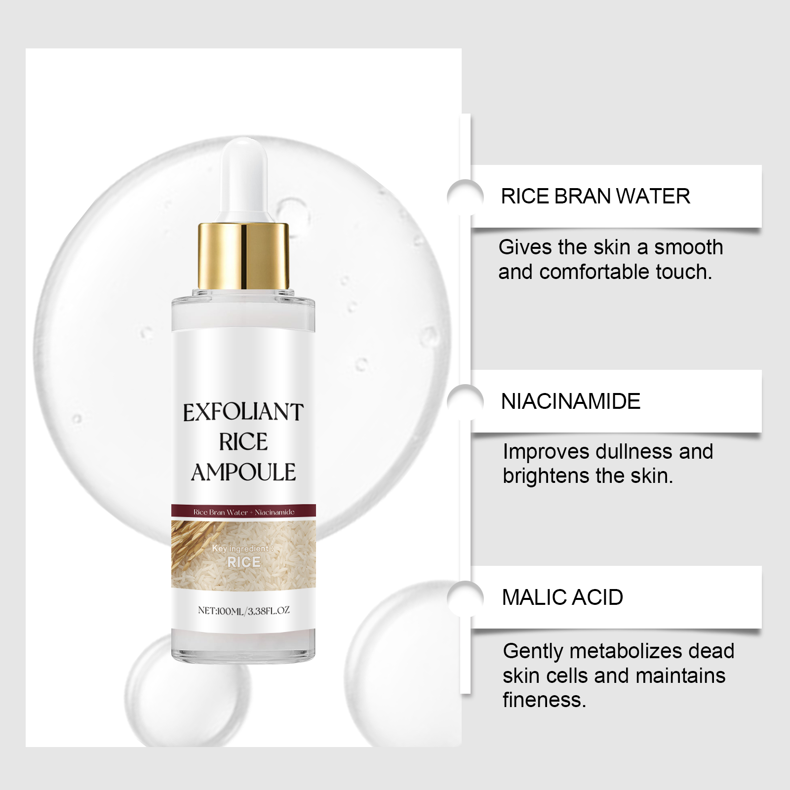 Ampułka złuszczająca z ryżem,  – Skincare Niacinamide recenzja i cena